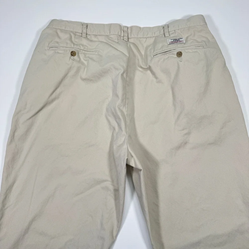Polo Ralph Lauren Chino Pants Mens Tag 38x32 Fits 36x28 Khaki Classic Flat Front